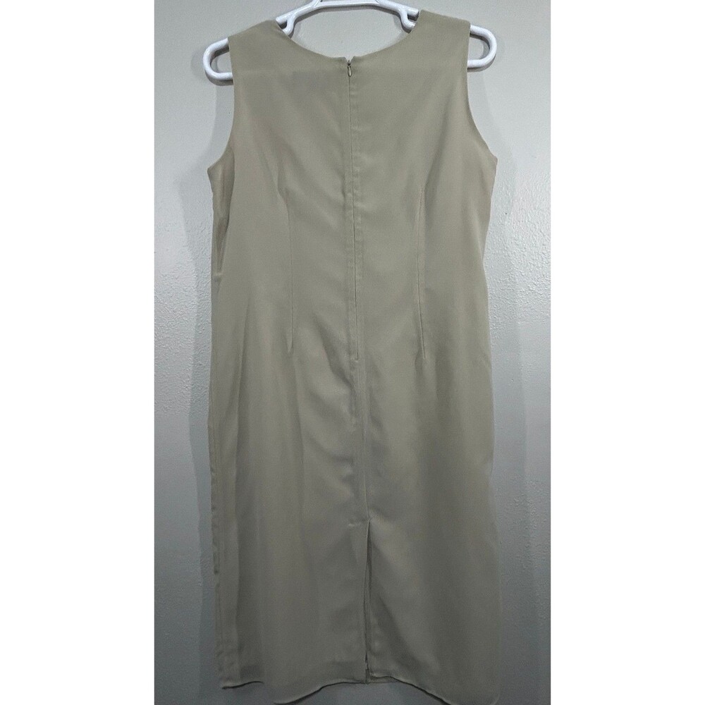 Montee Dress Womens 16W Sleeveless Embroidered Sheath Lined Zipper  Vent Beige - Picture 9 of 9